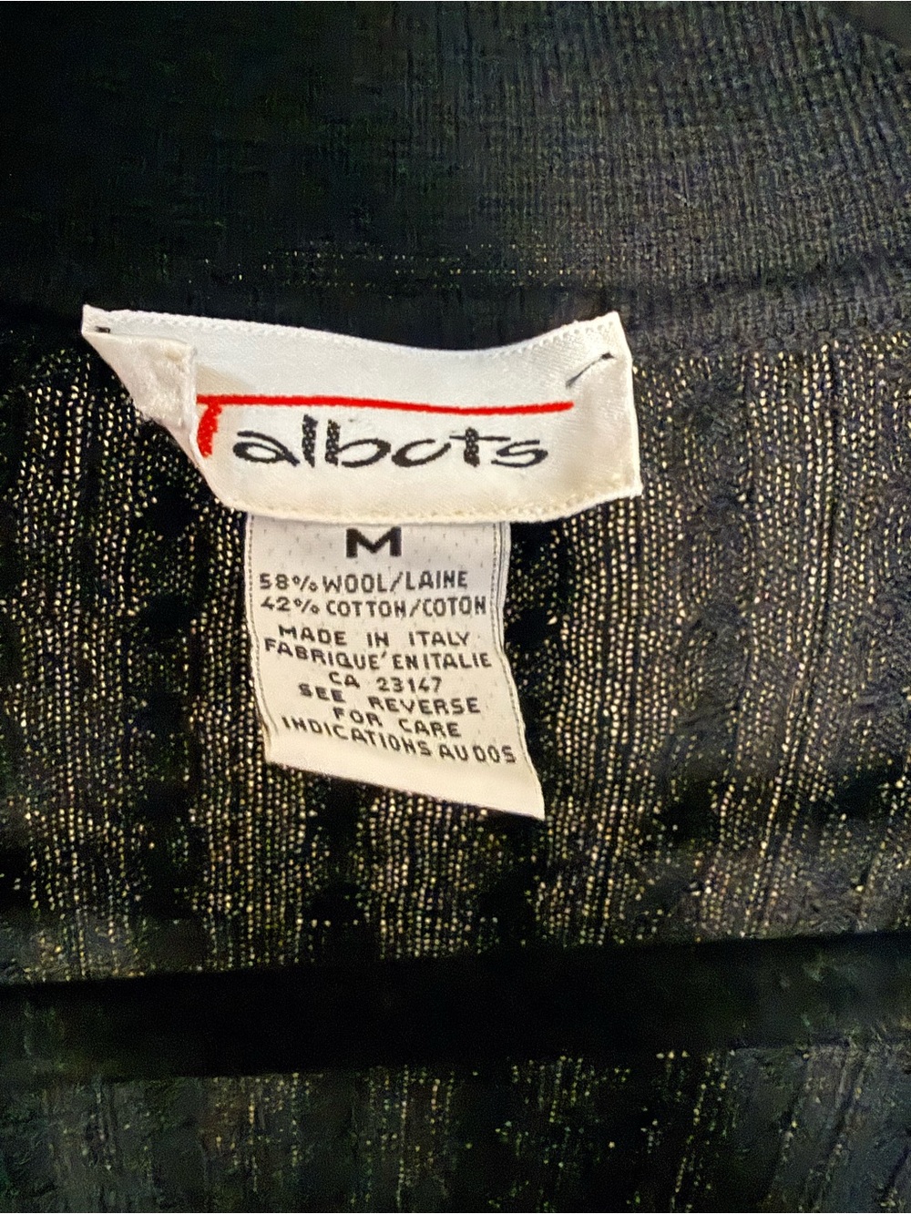 VINTAGE Talbots Black Ribbed Button-Front Cardigan - Picture 4 of 5